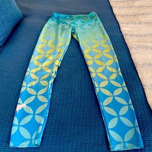 Blue and yellow full length leggings